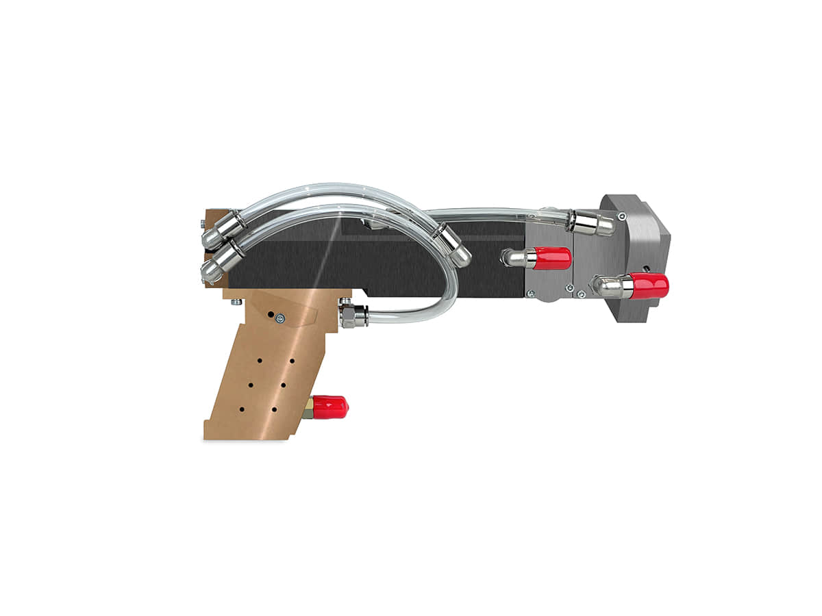 Internal surface off-axis powder feeding cladding head